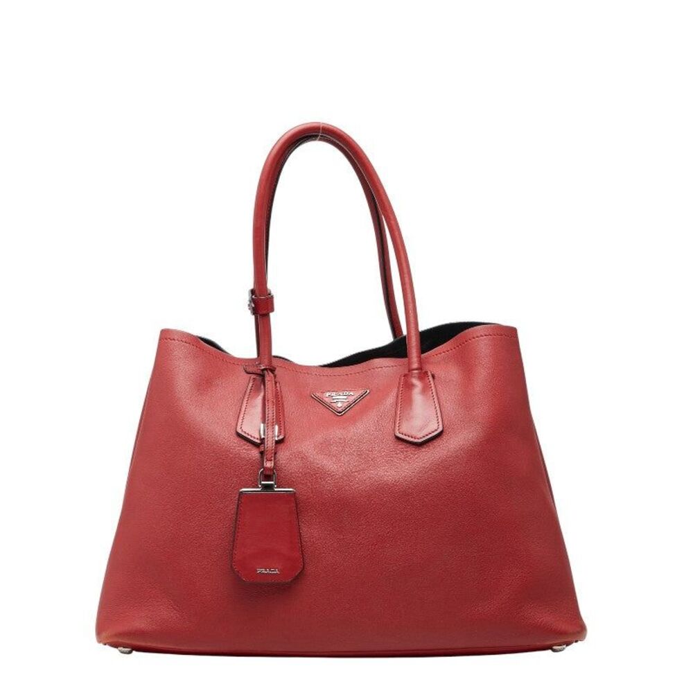 Prada Triangle Logo Plate Tote Bag